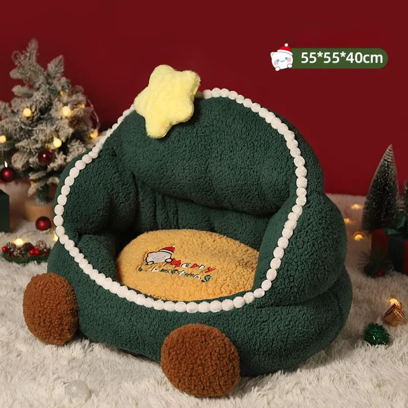 Christmas Tree Cat Nest, Warm In Winter, Removable And Washable , Universal In All Seasons, Closed Pet Nest