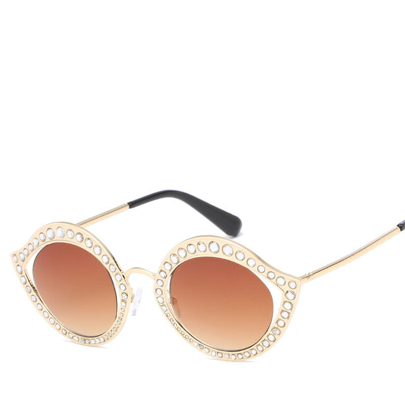European And American New Fashion Metal Sunglasses, Diamond Frame Decorative Sunglasses, Women'S Lip-Shaped Sunglasses, Cat Eye