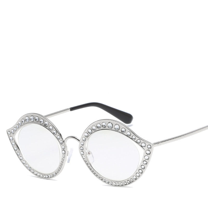 European And American New Fashion Metal Sunglasses, Diamond Frame Decorative Sunglasses, Women'S Lip-Shaped Sunglasses, Cat Eye
