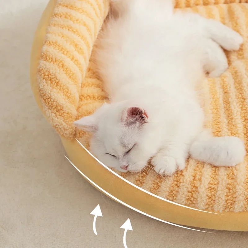 Pet Cat Bed Modern Solid Color Soft Warm Washable Plush Puppy Pad Living Room Indoor Winter Warm Pet Sleeping Bed