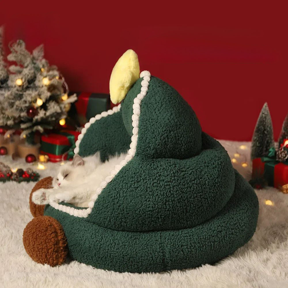 Christmas Tree Cat Nest, Warm In Winter, Removable And Washable , Universal In All Seasons, Closed Pet Nest