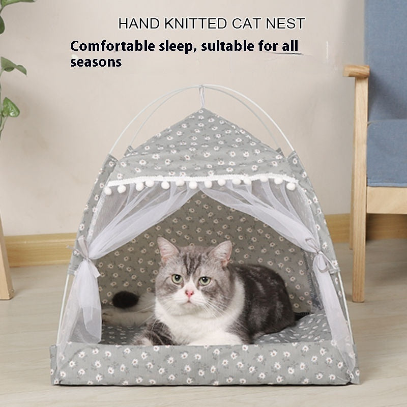 Four-corner Tent Cat Nest Foldable Cat House Kennel Removable And Washable Pet Supplies