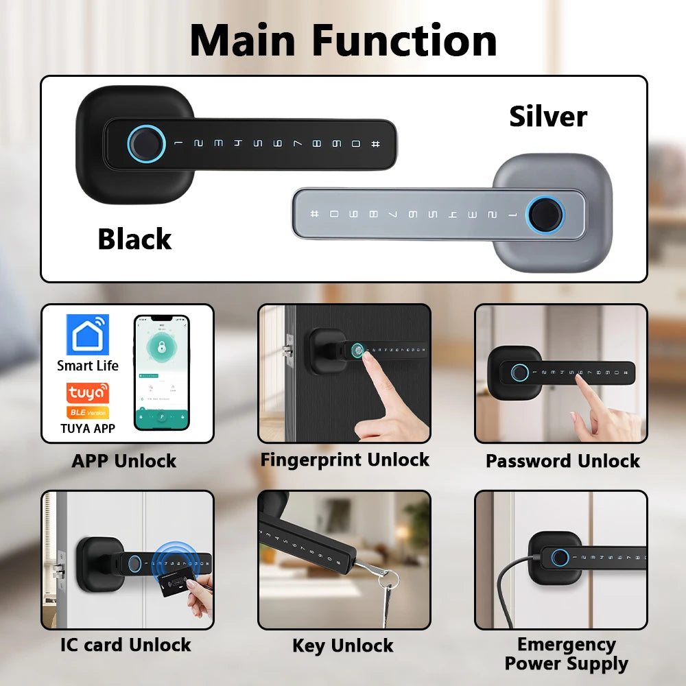 M6 Tuya Smart Fingerprint Door Lock