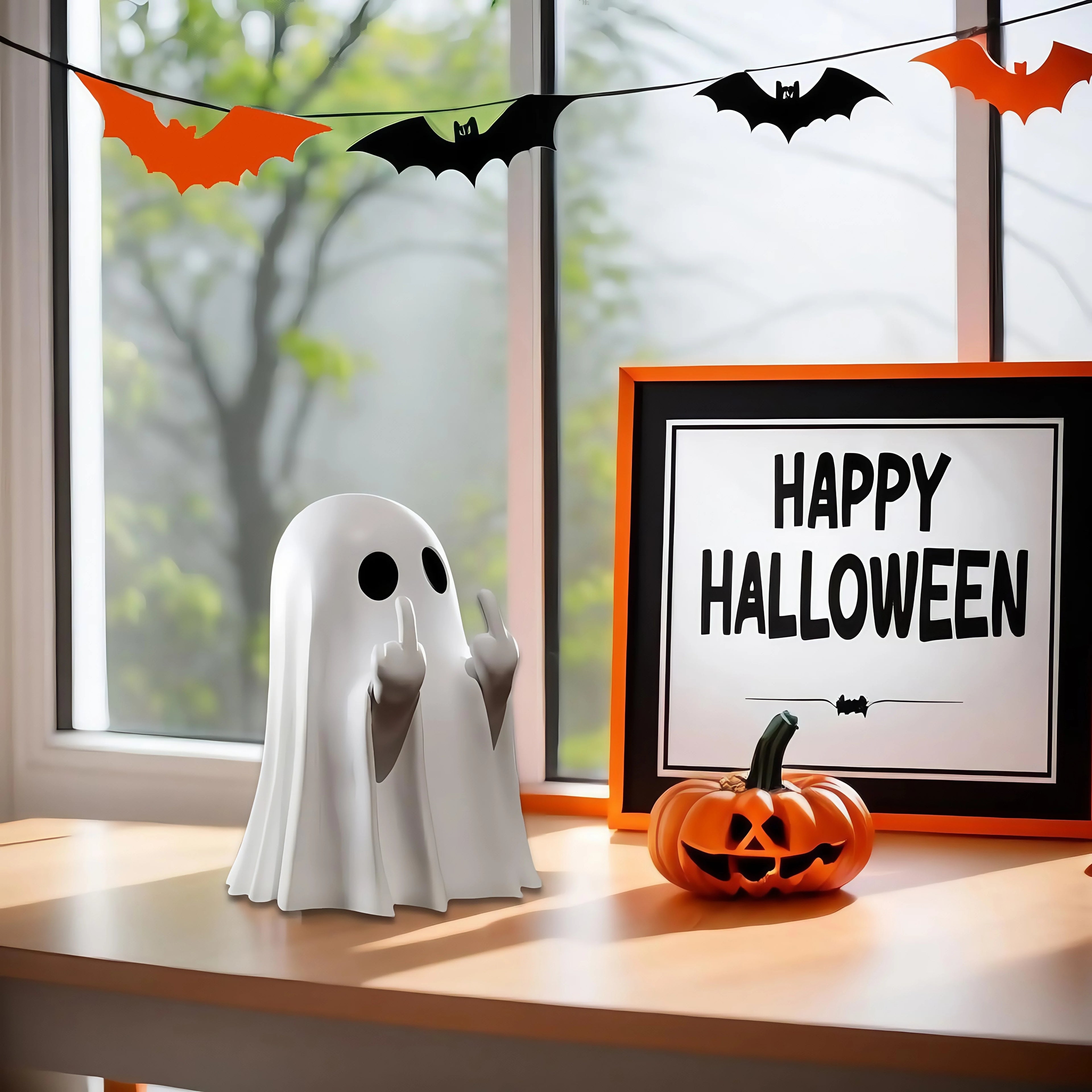 Middle Finger Ghost Figurine