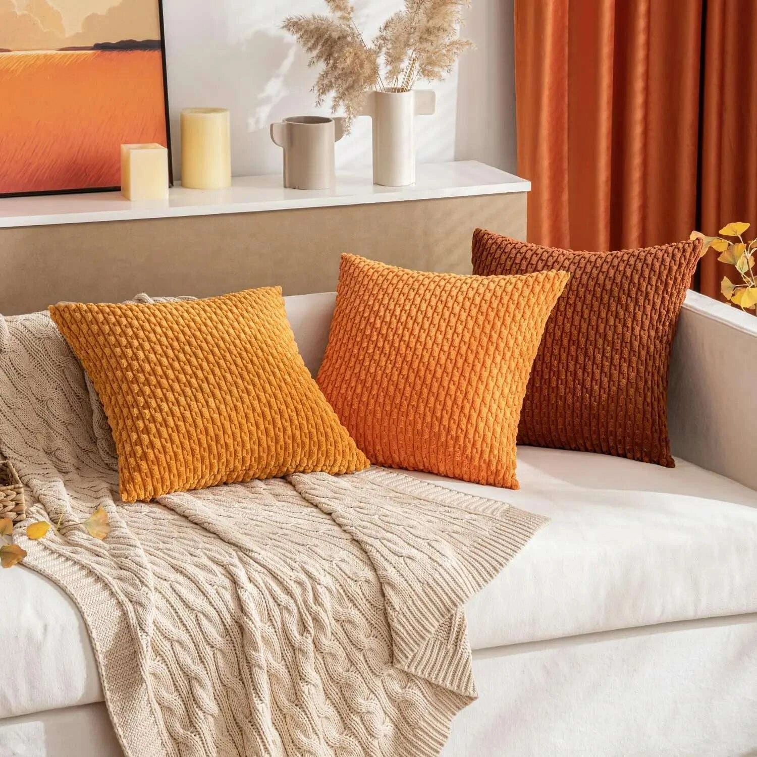 🍁 Autumn Cozy™ – Boho Corduroy Pillow Covers view 4 - decorative cushion sofa bedroom