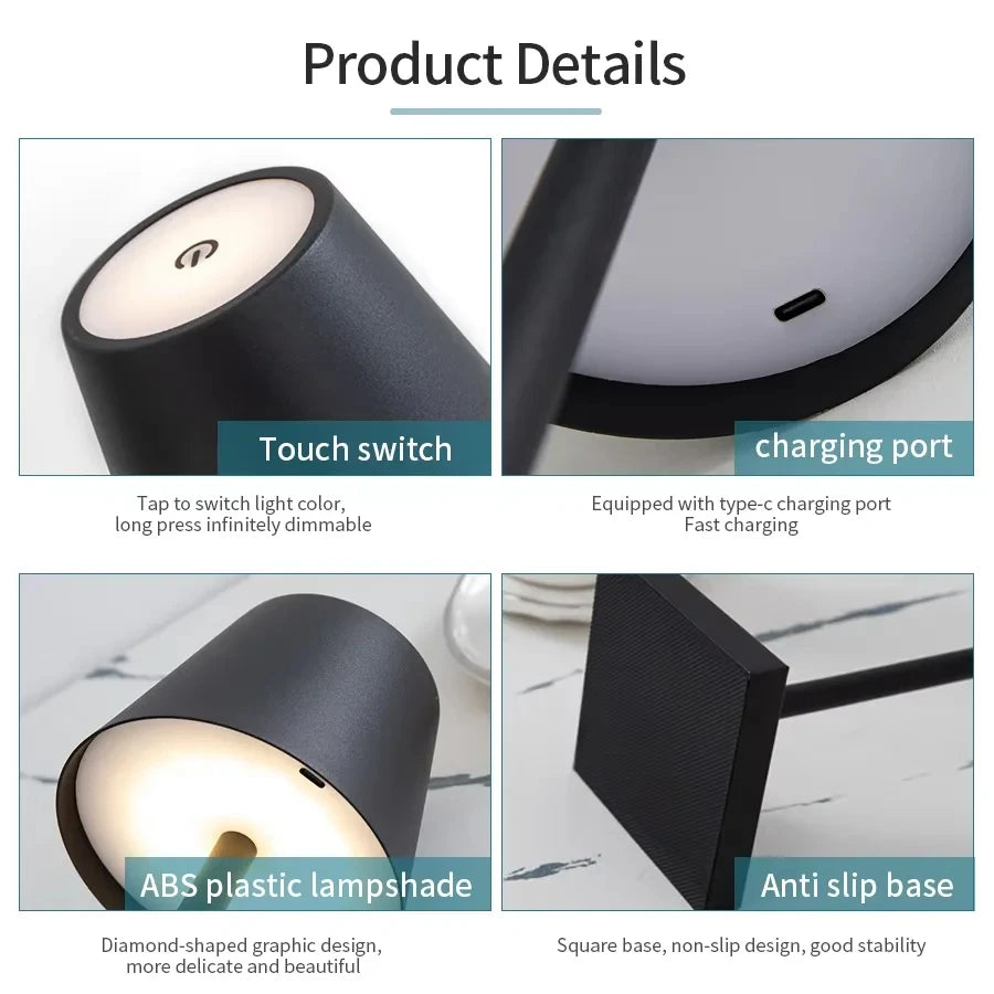 AuraGlow™ Wireless Touch LED Lamp