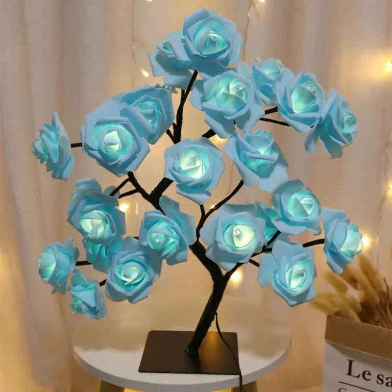 LumiRose LED tree lamp angle 6 - rose flower romantic bedroom lighting