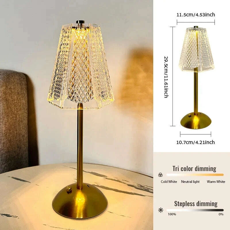 LumiElan crystal LED touch lamp angle 9 - diamond bedroom ambient light