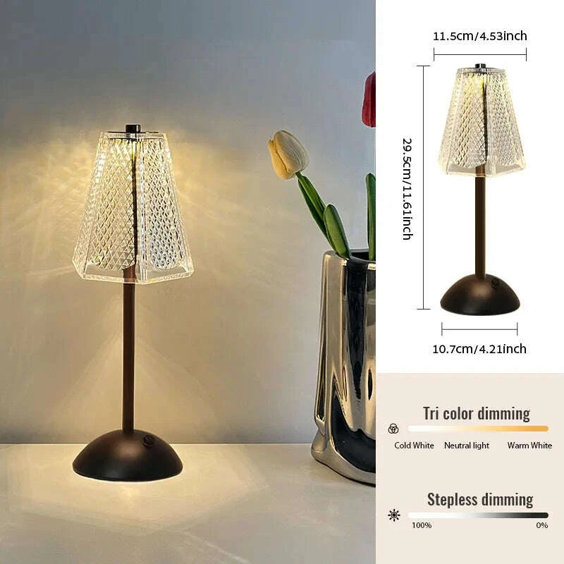 LumiElan crystal LED touch lamp angle 8 - diamond bedroom ambient light