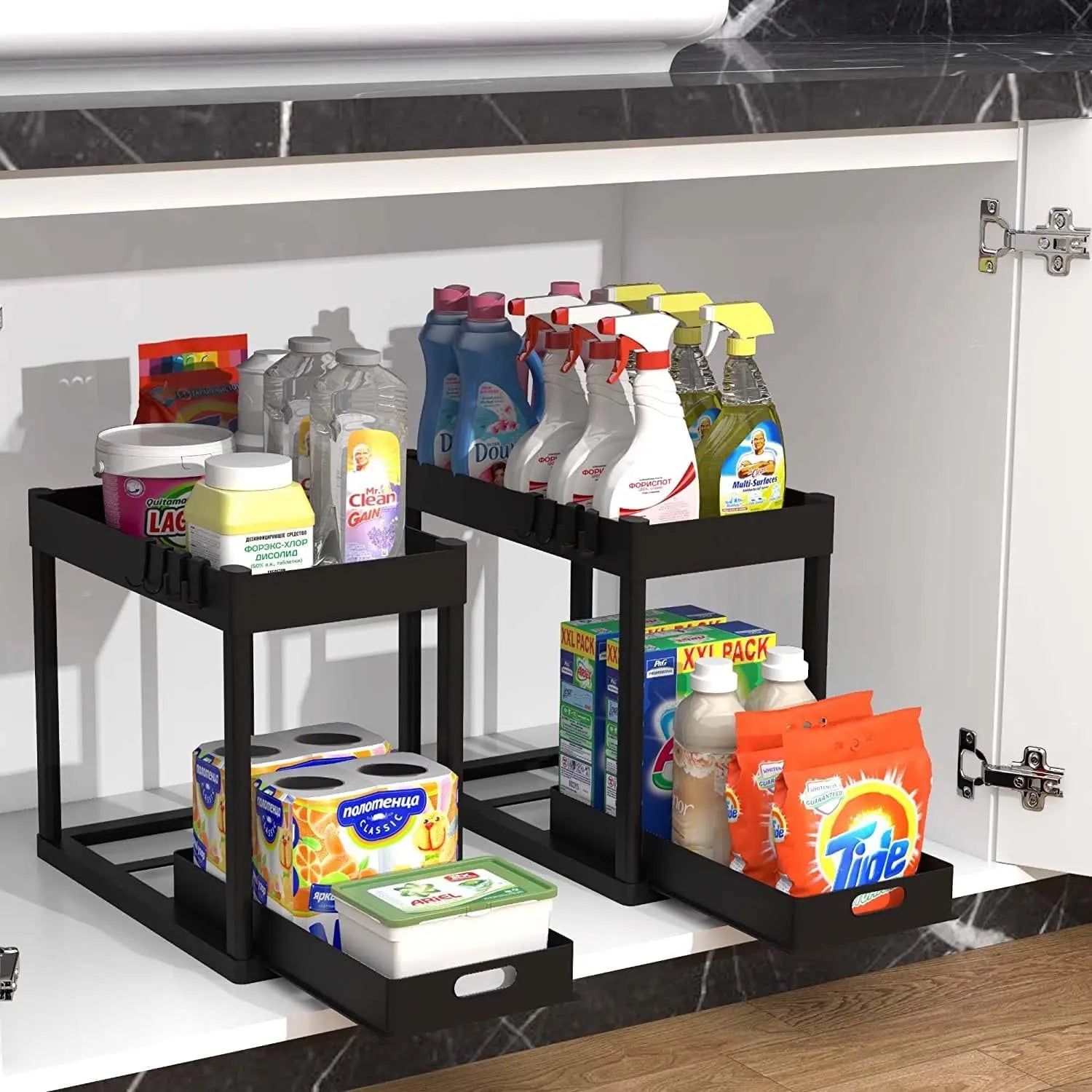 SlideNest™ 2-Tier Under Sink Organizer Set