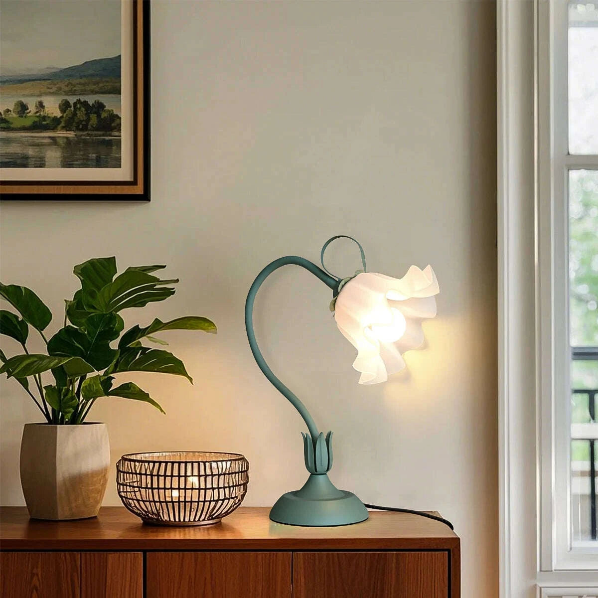 BloomGlow™ Vintage Flower Lamp - angle 3 | home decor for modern interior