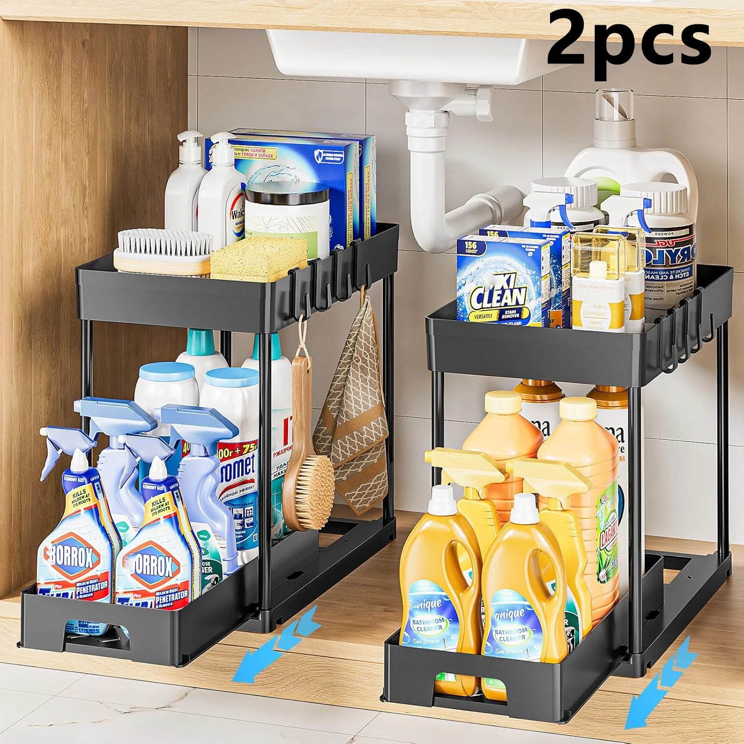 SlideNest™ 2-Tier Under Sink Organizer Set