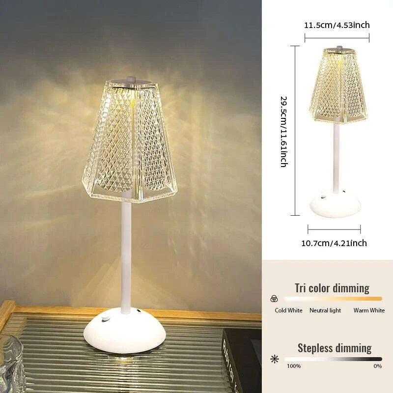 LumiElan crystal LED touch lamp angle 7 - diamond bedroom ambient light