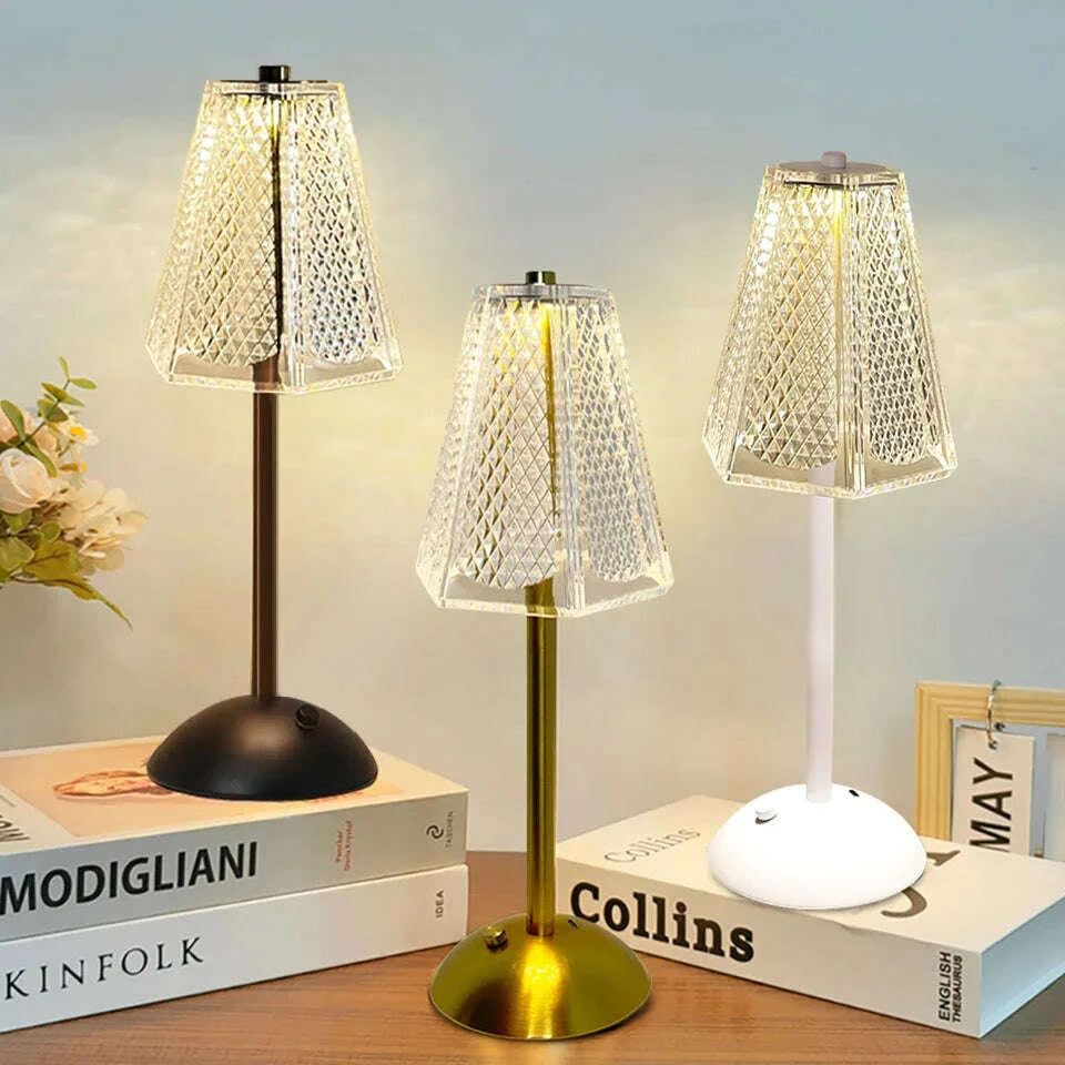 LumiElan crystal LED touch lamp main view - diamond bedroom ambient light