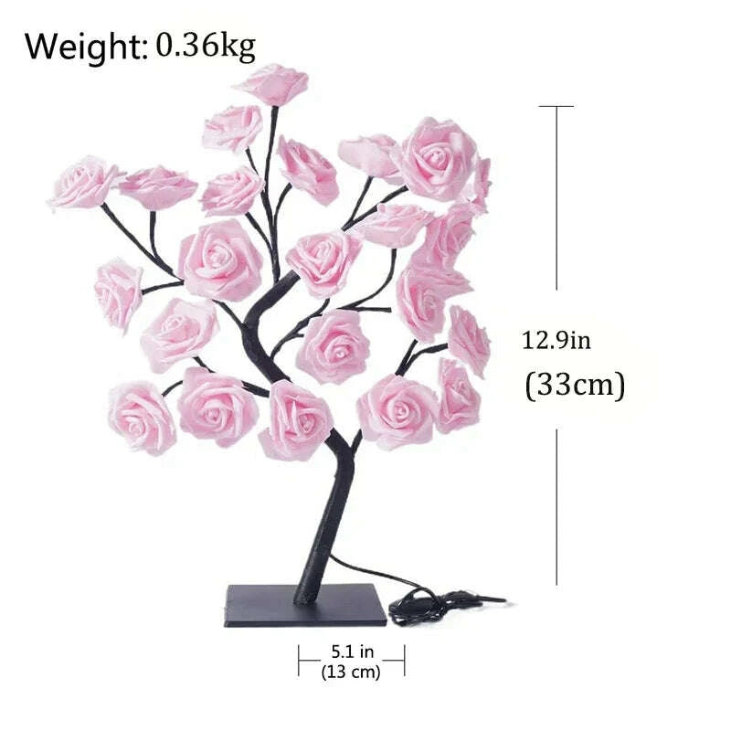 LumiRose LED tree lamp angle 2 - rose flower romantic bedroom lighting