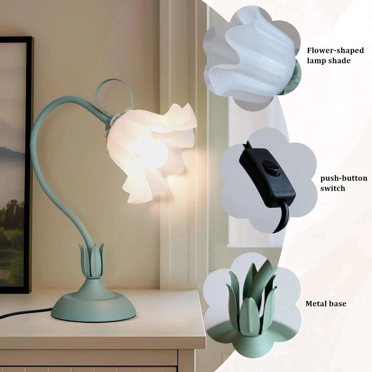 BloomGlow™ Vintage Flower Lamp - detail view | home decor for modern interior