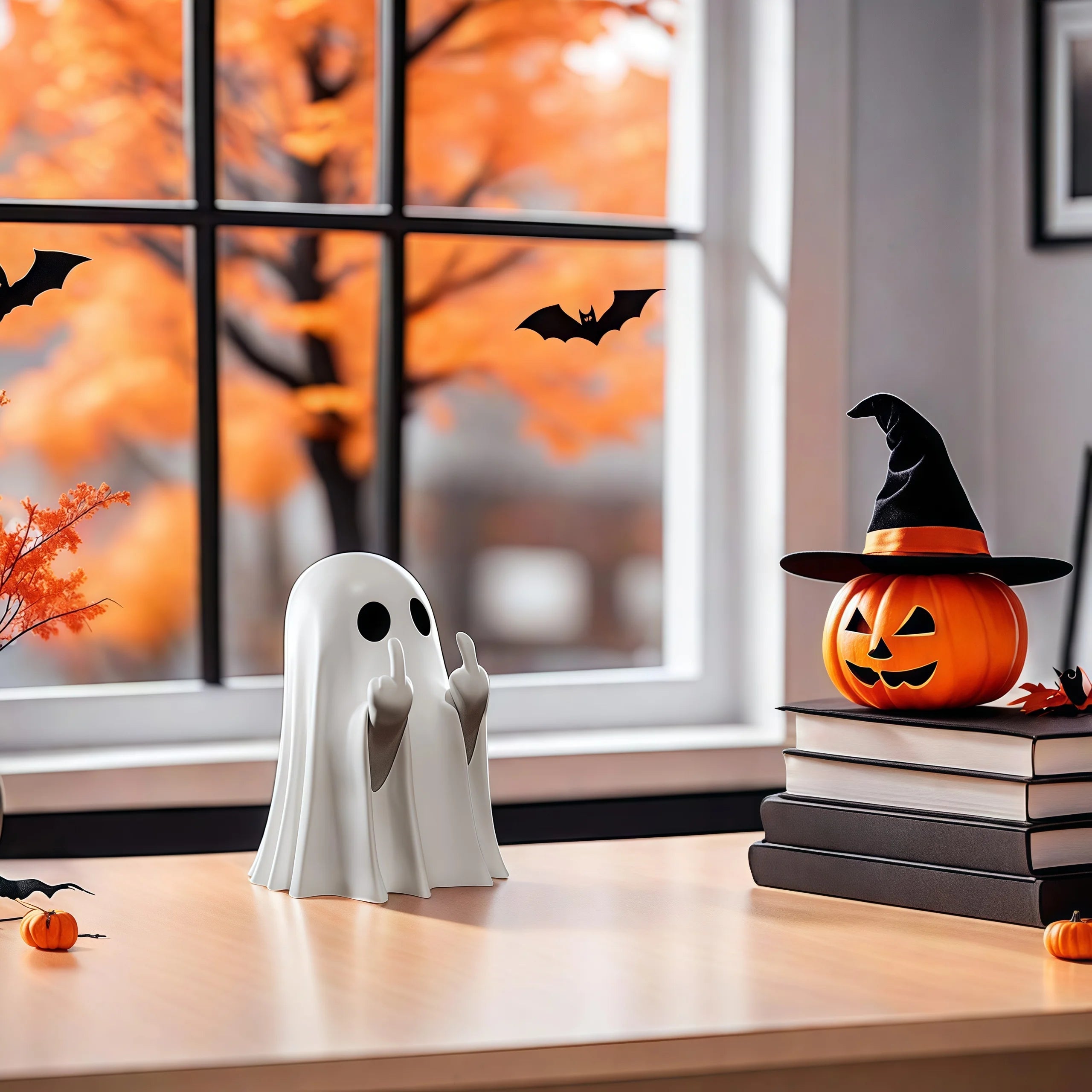 Middle Finger Ghost Figurine