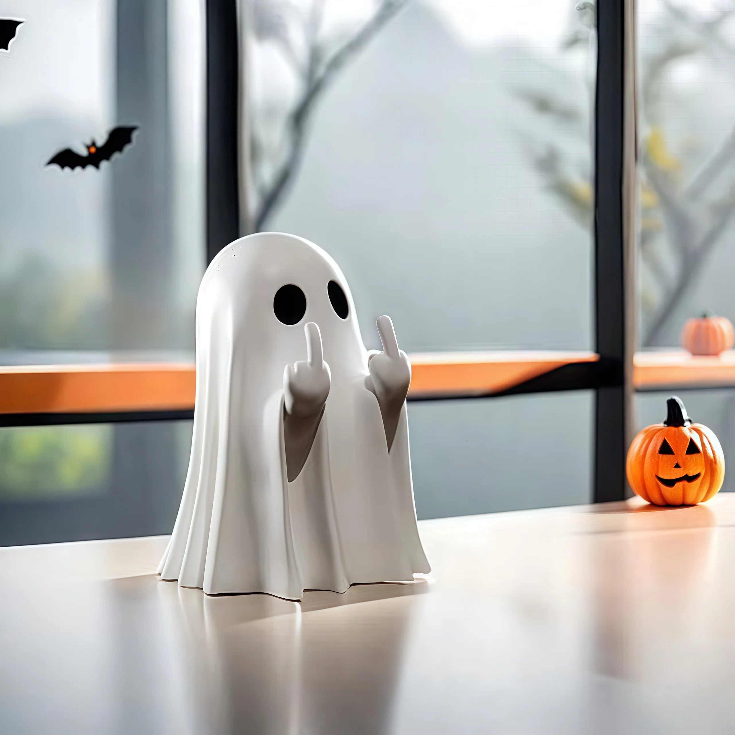 Middle Finger Ghost Figurine