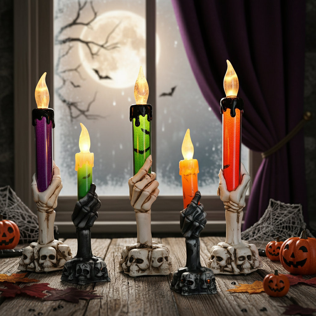 Halloween Skull Candlestick LED Light
