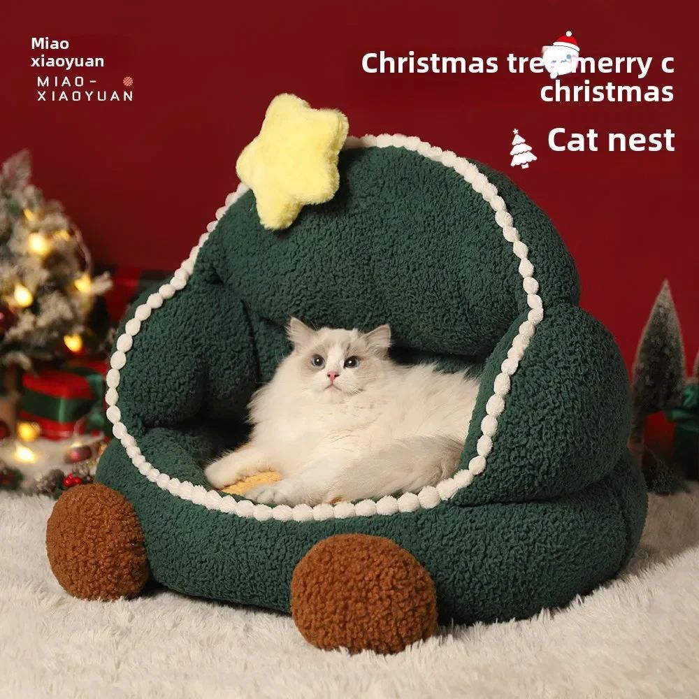 Christmas Tree Cat Nest, Warm In Winter, Removable And Washable , Universal In All Seasons, Closed Pet Nest