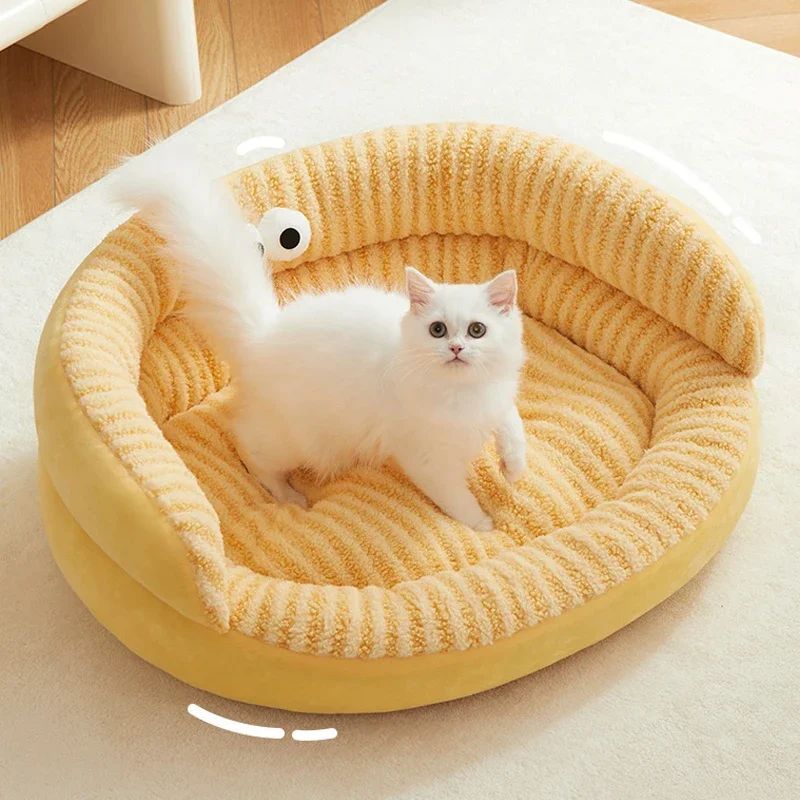 Pet Cat Bed Modern Solid Color Soft Warm Washable Plush Puppy Pad Living Room Indoor Winter Warm Pet Sleeping Bed