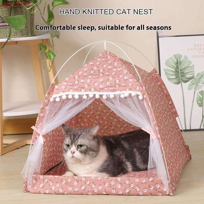 Four-corner Tent Cat Nest Foldable Cat House Kennel Removable And Washable Pet Supplies